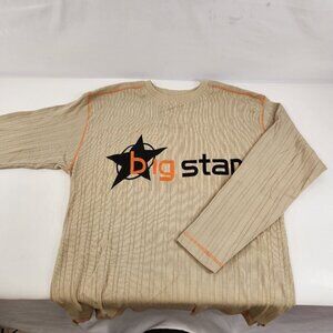 Big Star Active Mens Cotton Sweater Size Medium Beige Knit Vintage
